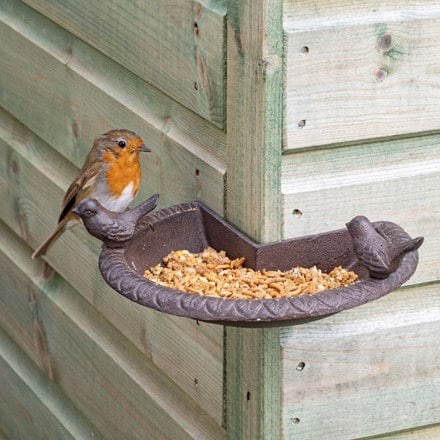 Corner dish bird feeder and bath