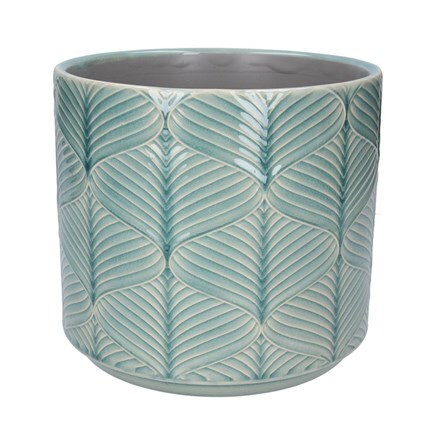 Blue wavy ceramic pot cover