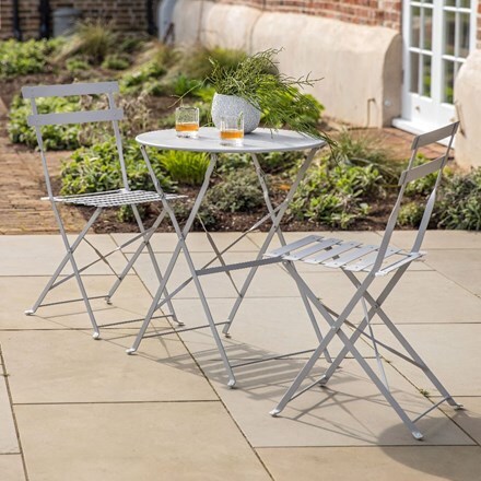 Metal outdoor bistro set - stone