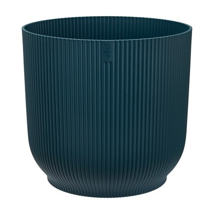 Large ribbed plant pot with wheels - dark blue