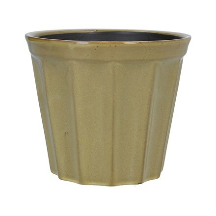Chartreuse ribbed ceramic pot cover