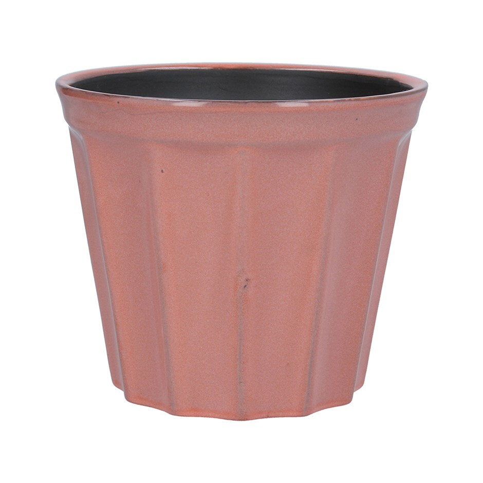 Buy Coral ribbed ceramic pot cover