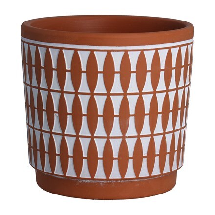 Terracotta geo painted pot cover