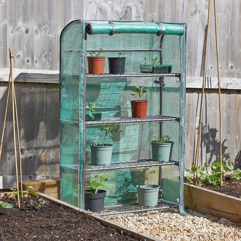 Compact 4 tier growhouse with cover