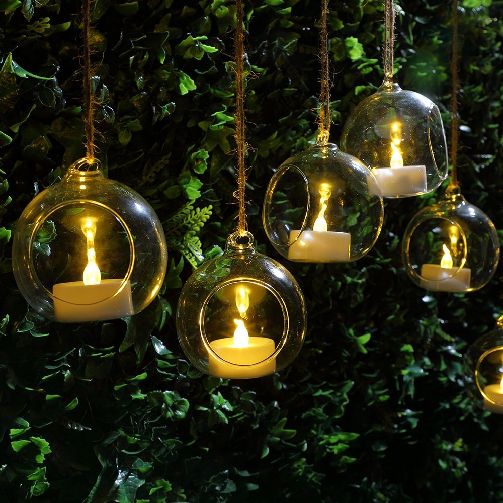 Glass bauble tealights - set of 6