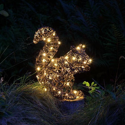 Brown wicker LED squirrel