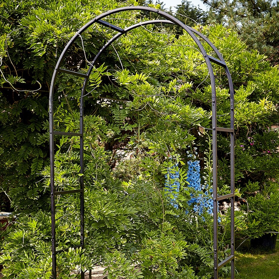 Classic steel garden arch - black