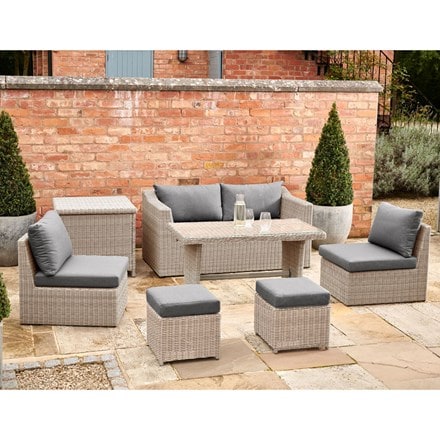Kettler lounge set with storage and grey taupe cushions