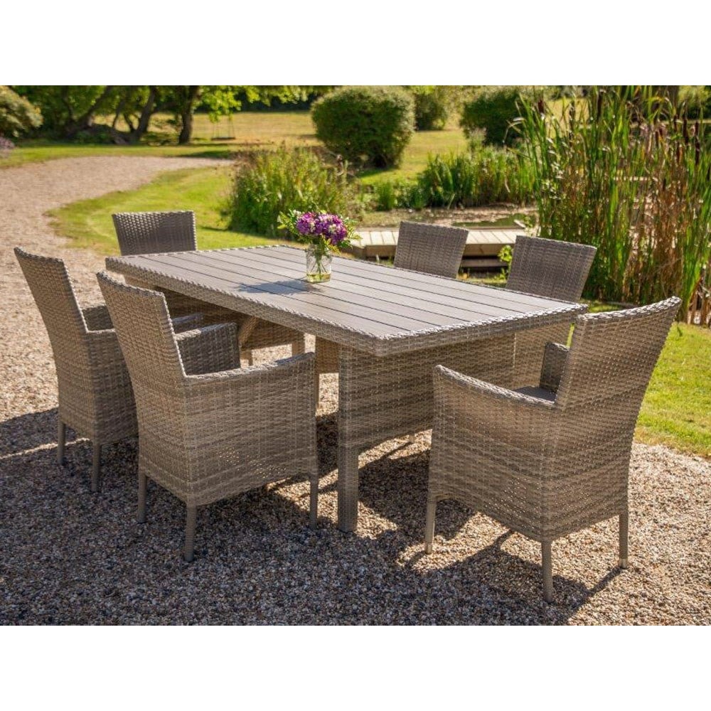 aruba 6 seater rectangular garden dining set