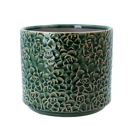 Green succulents ceramic pot cover