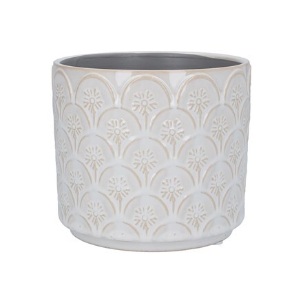 Cream flower arc ceramic pot cover