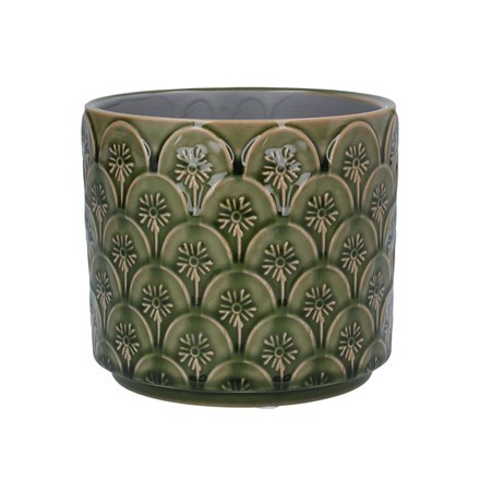 Green flower arc ceramic pot cover