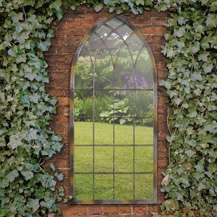 Somerley rustic arch large garden mirror