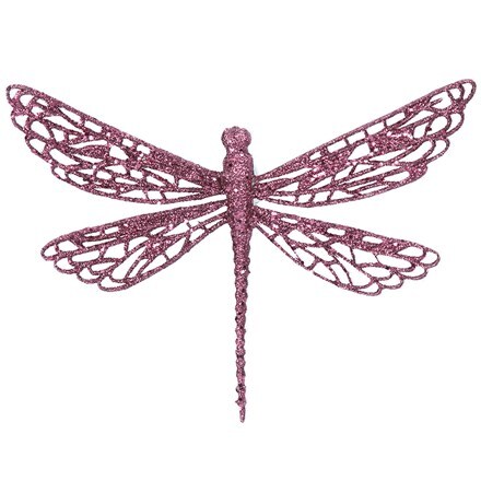 Mauve glitter dragonfly clip