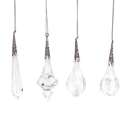Crystal drop with silver top decoration