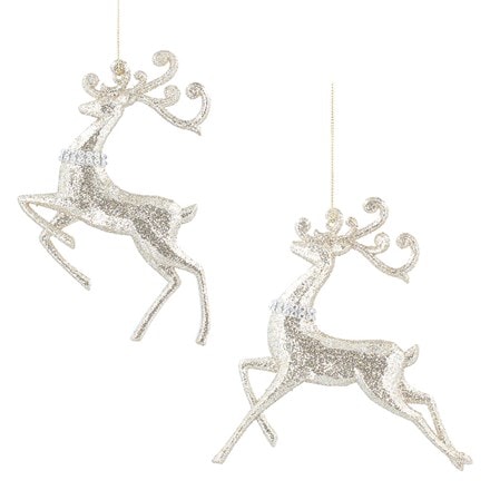 Pale gold glitter/diamante acrylic reindeer