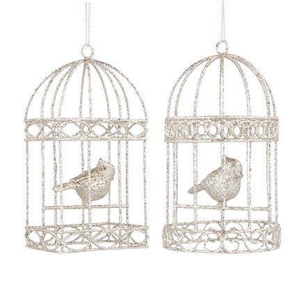 Gold wire bird in cage decoration