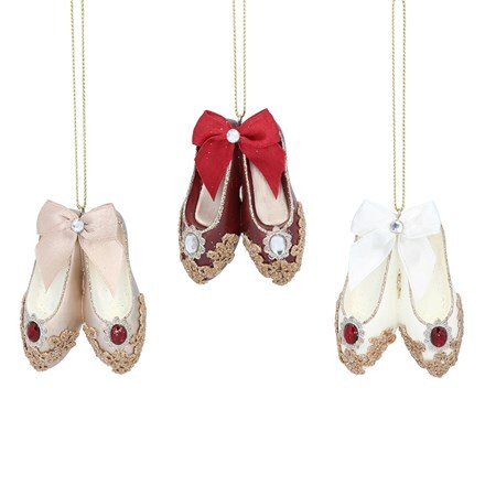 Cream/gold/burgundy resin ballet shoes decoration