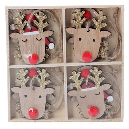 Wooden reindeer heads - boxed