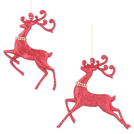 Red glitter/diamante acrylic reindeer