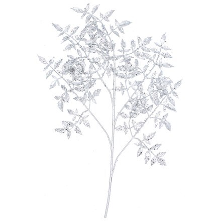 Silver glitter/acrylic mini leaf branch