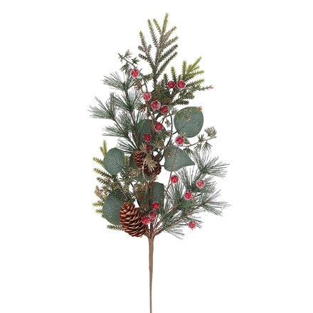 Artificial eucalyptus/fir/berry branch