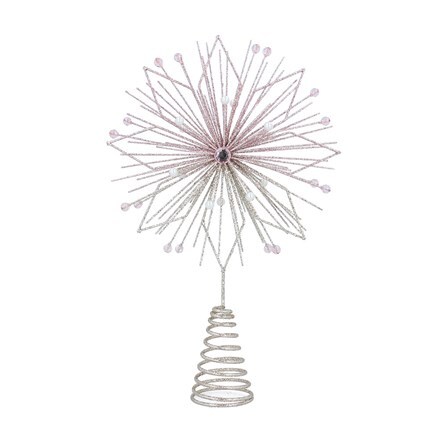 Pink/silver glittered wire tree top star