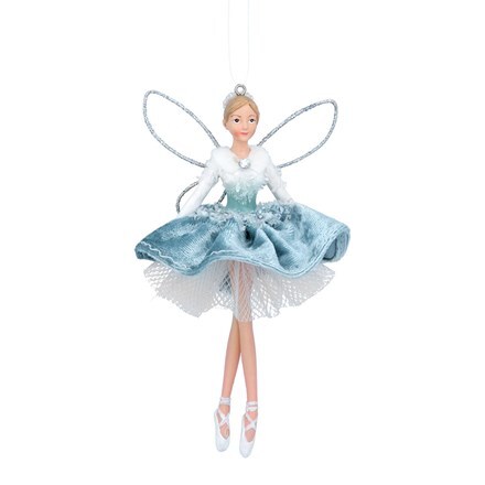 Resin fairy in ice blue velvet skirt