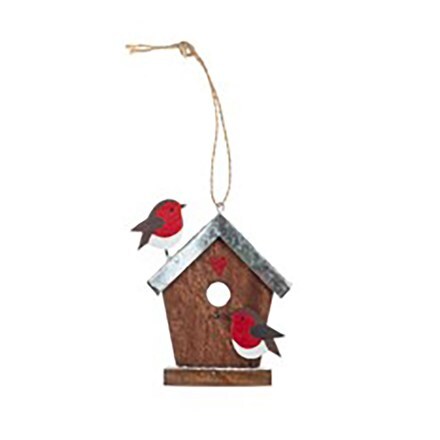 Birdhouse and robins