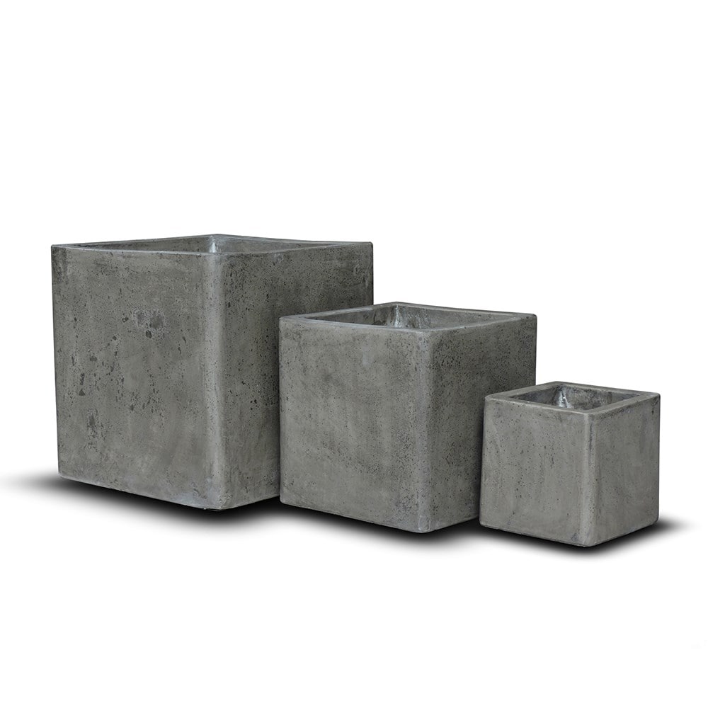 Cement cube pot - waxed