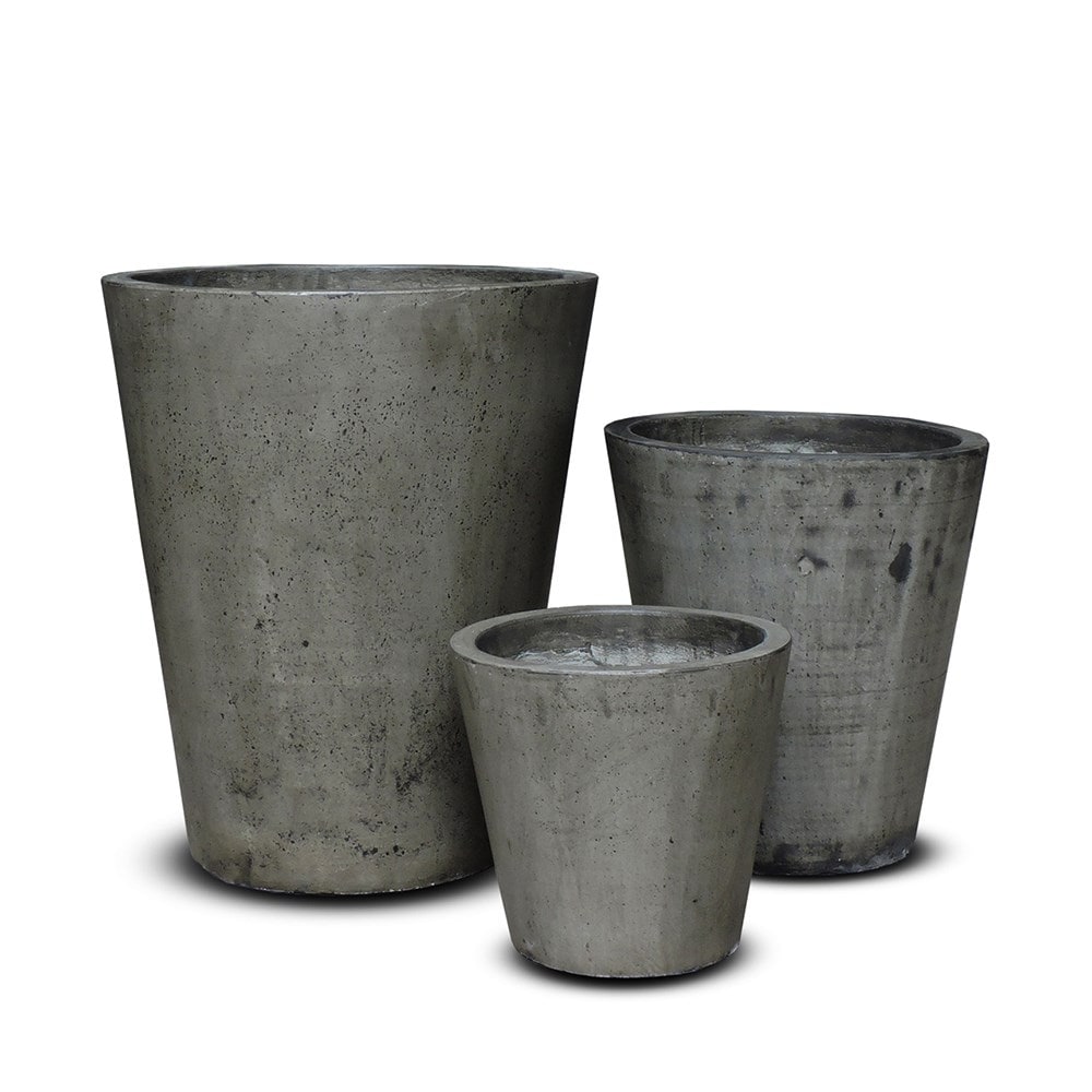 Cement tapered pot - waxed