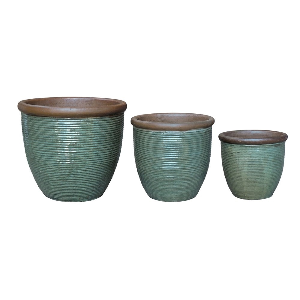 Glazed ceramic pot - misty green