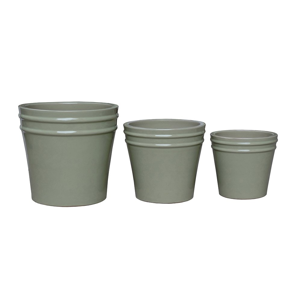 Glazed ceramic pot - sage green