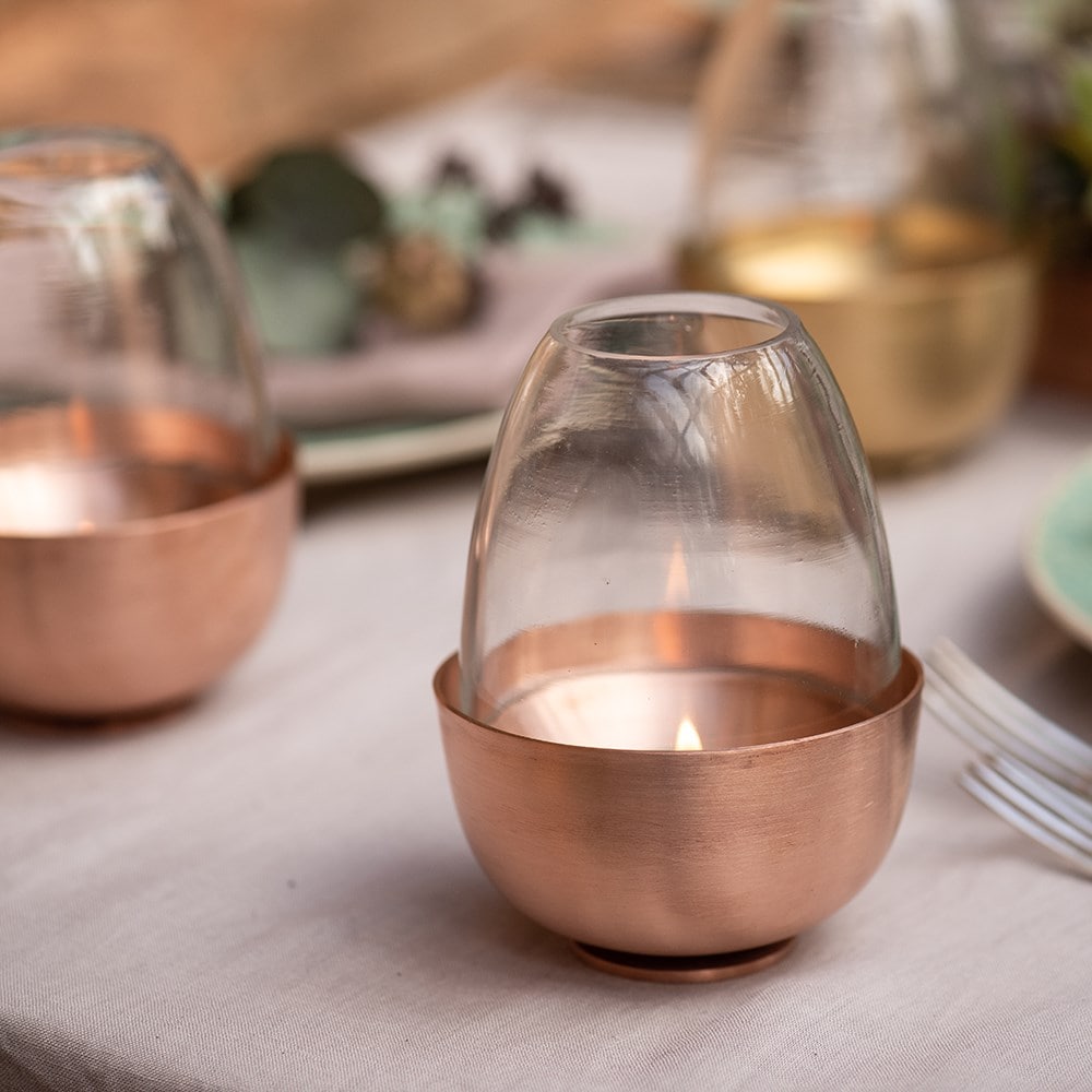 Tulip tealight holder - copper
