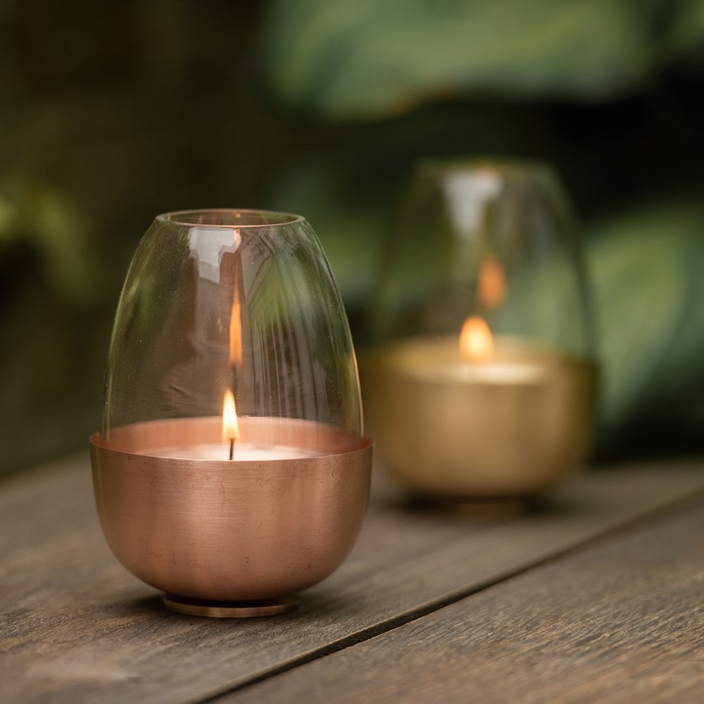Tulip tealight holder - copper