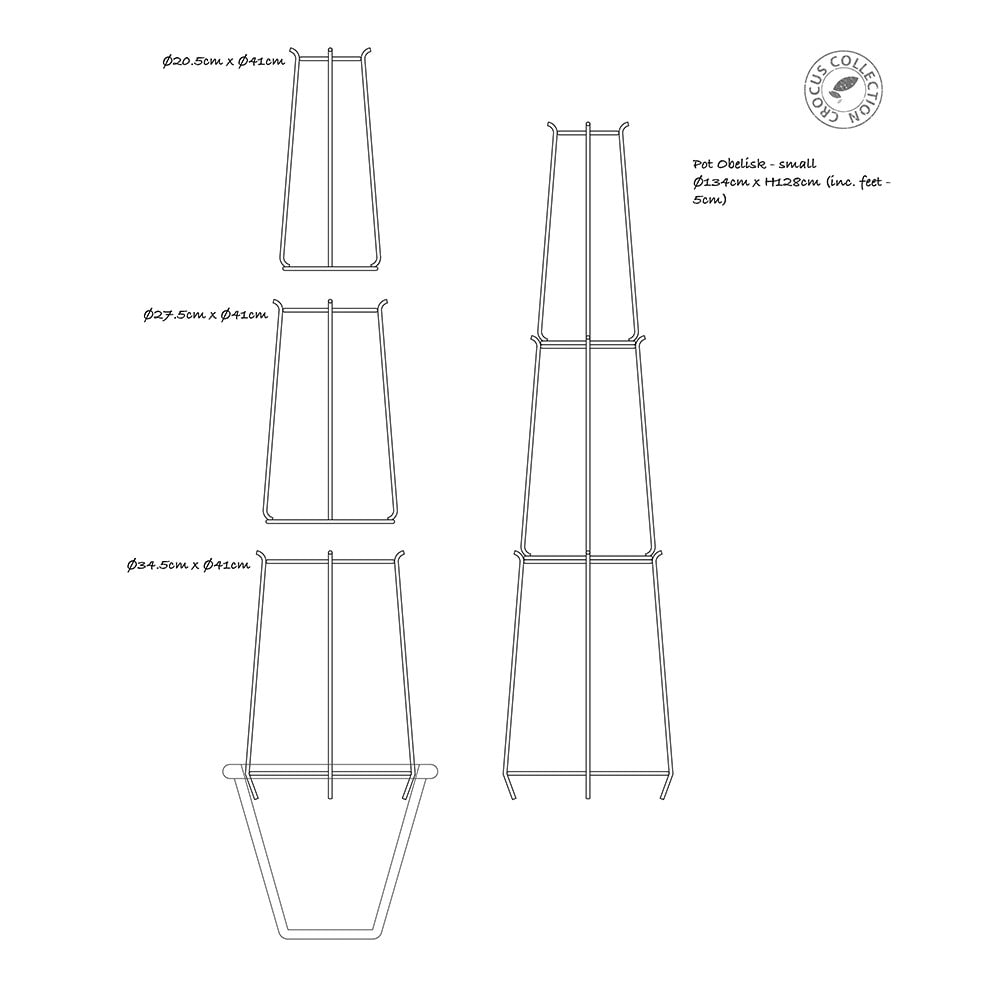 Pot obelisk - gunmetal grey
