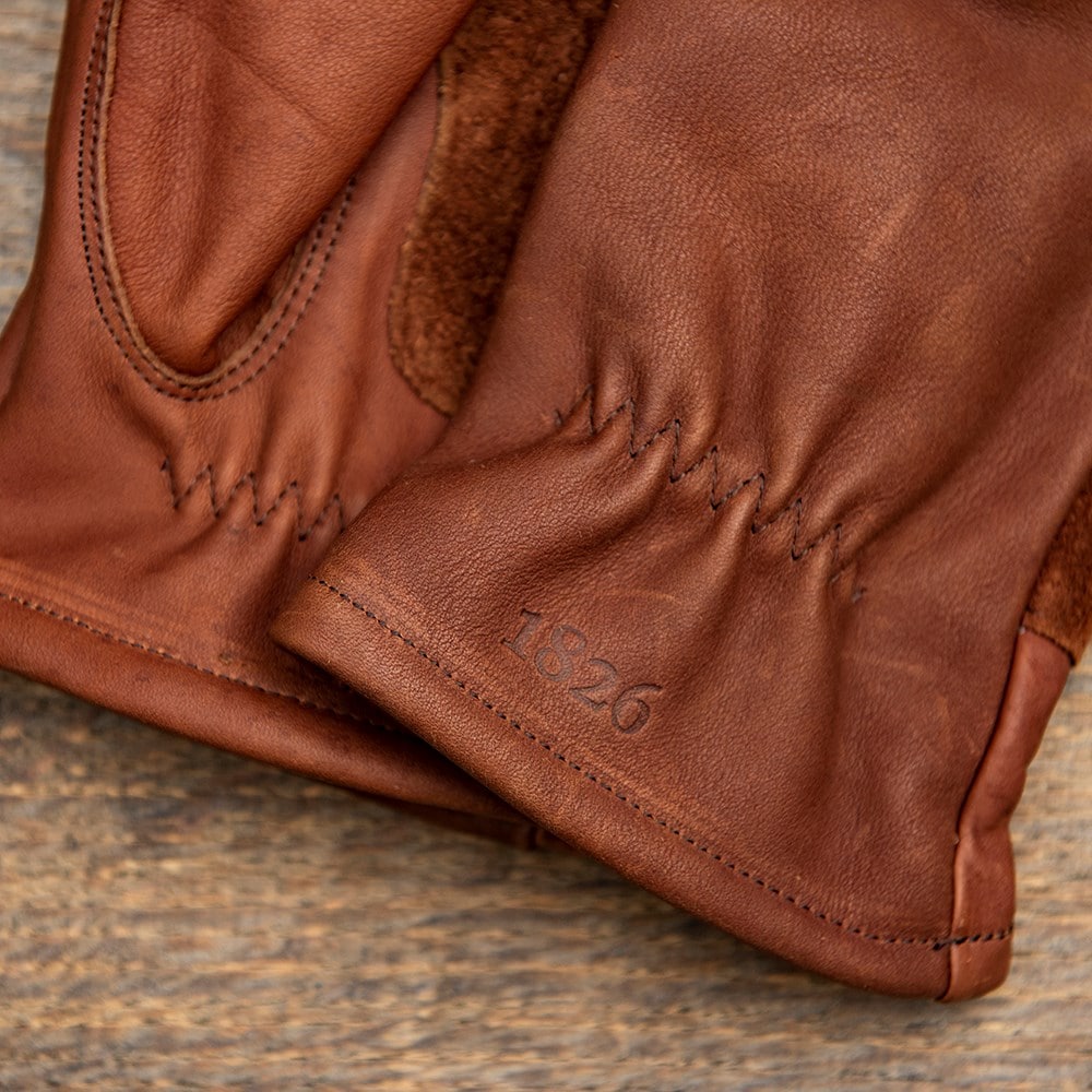 Leather gardening gloves lined - brown