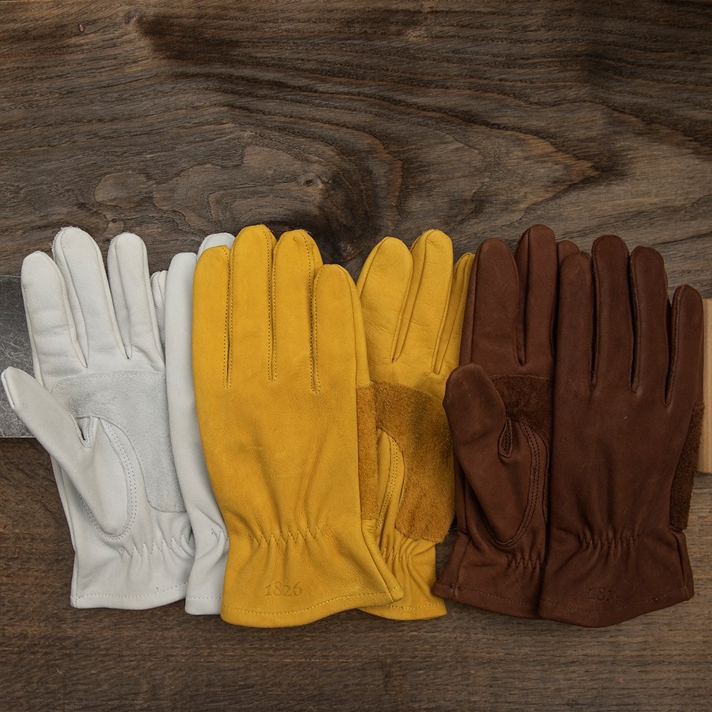Leather gardening gloves - brown