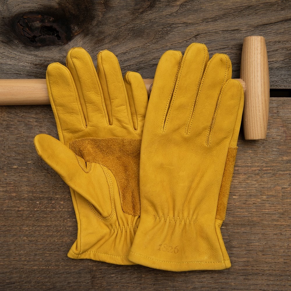 Leather gardening gloves - mustard