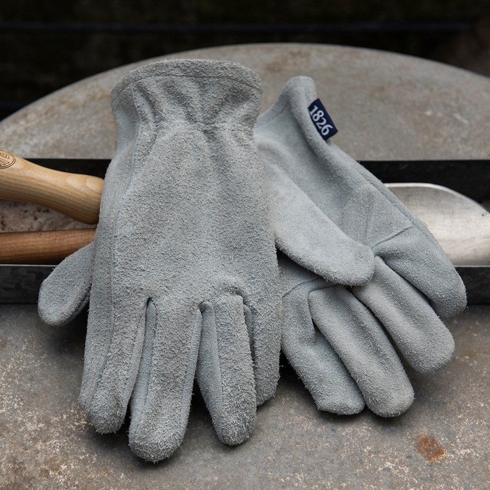 Leather gardening gloves suede - pearl