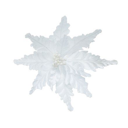 Velour clip on poinsettia white