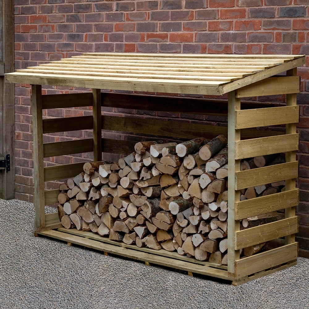 Large slatted log store