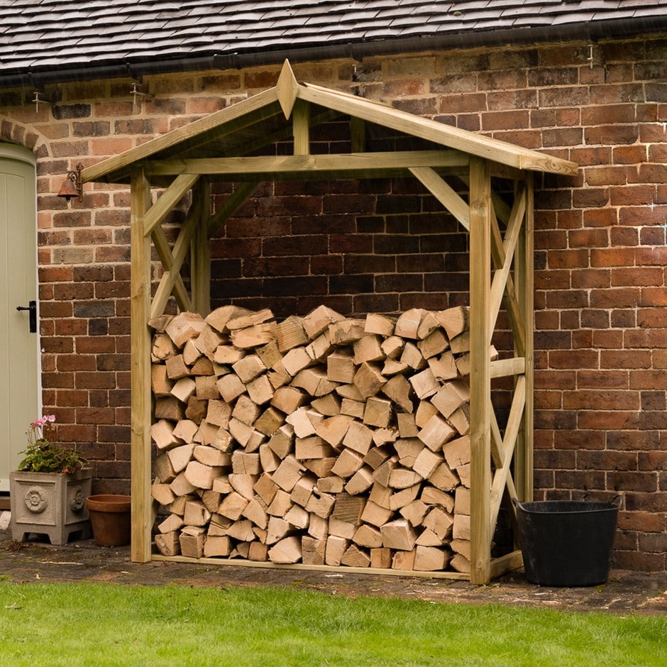 Apex roof log store - large