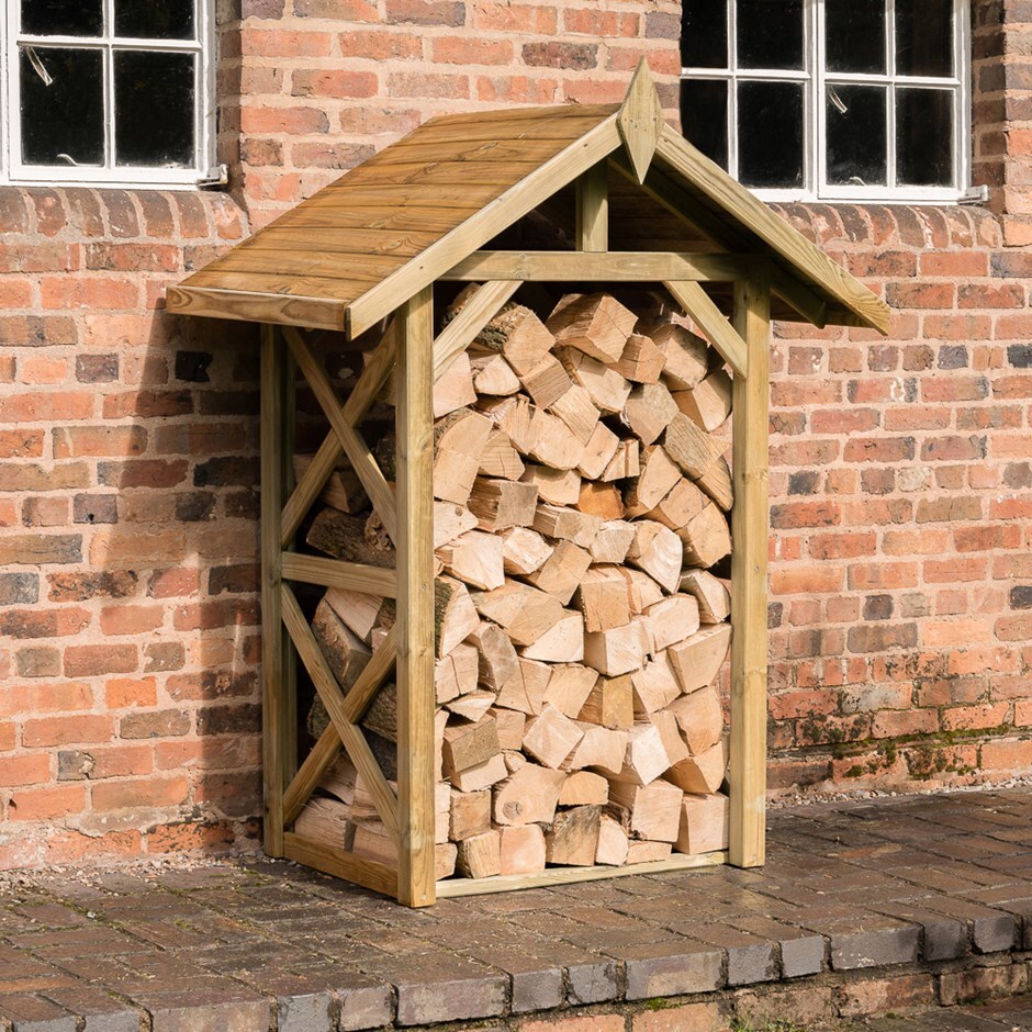 Apex roof log store - small