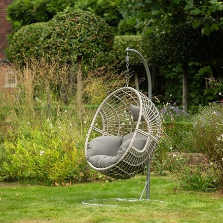 Grey weave hanging chair - single
