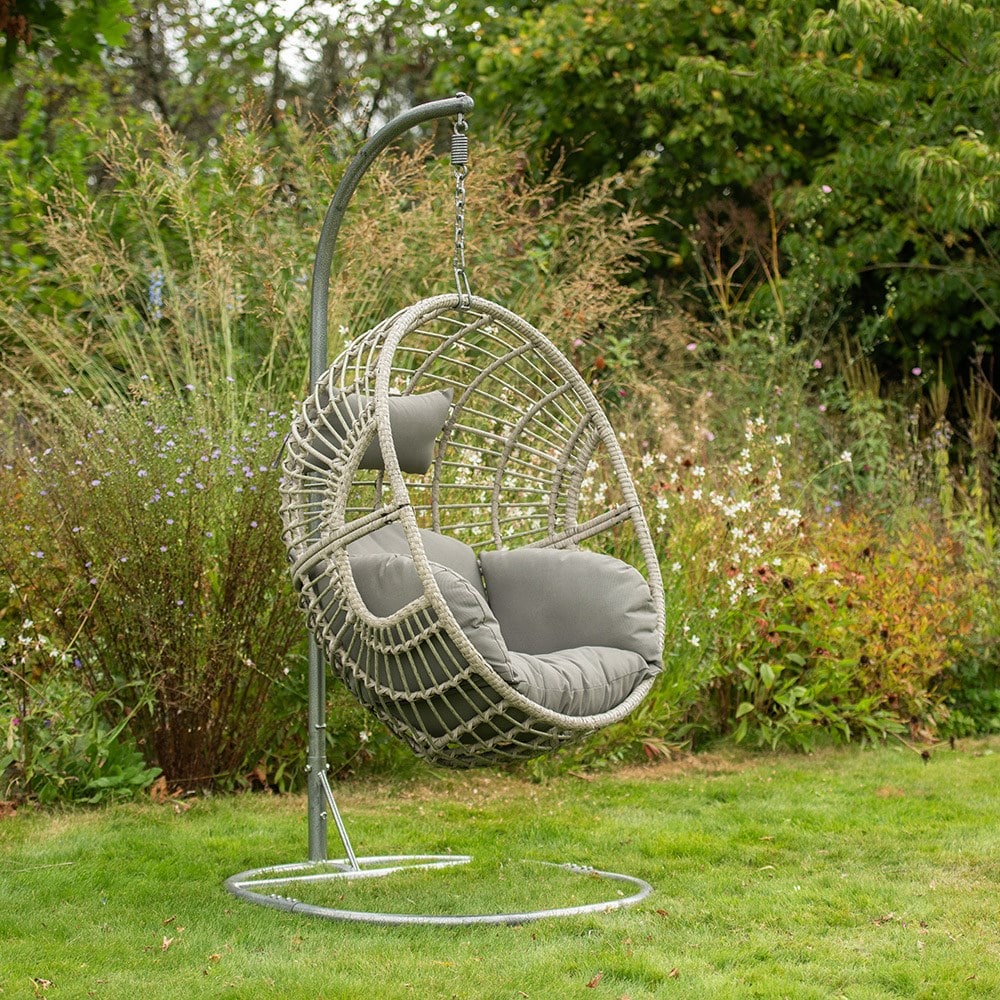 Grey weave hanging chair - single