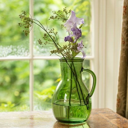 Green glass jug vase
