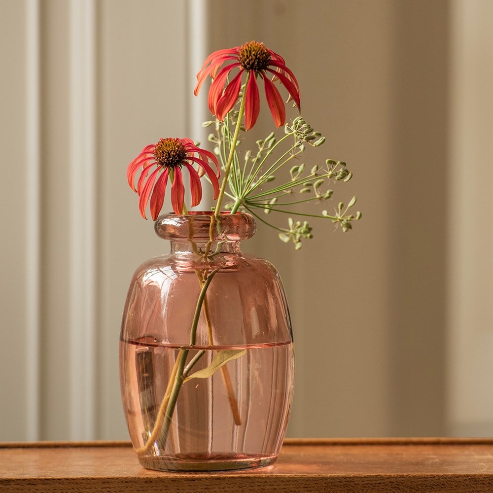 Dusky pink glass vase