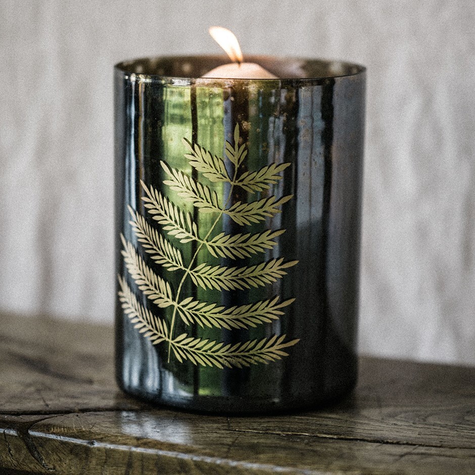 Large fern design candle holder