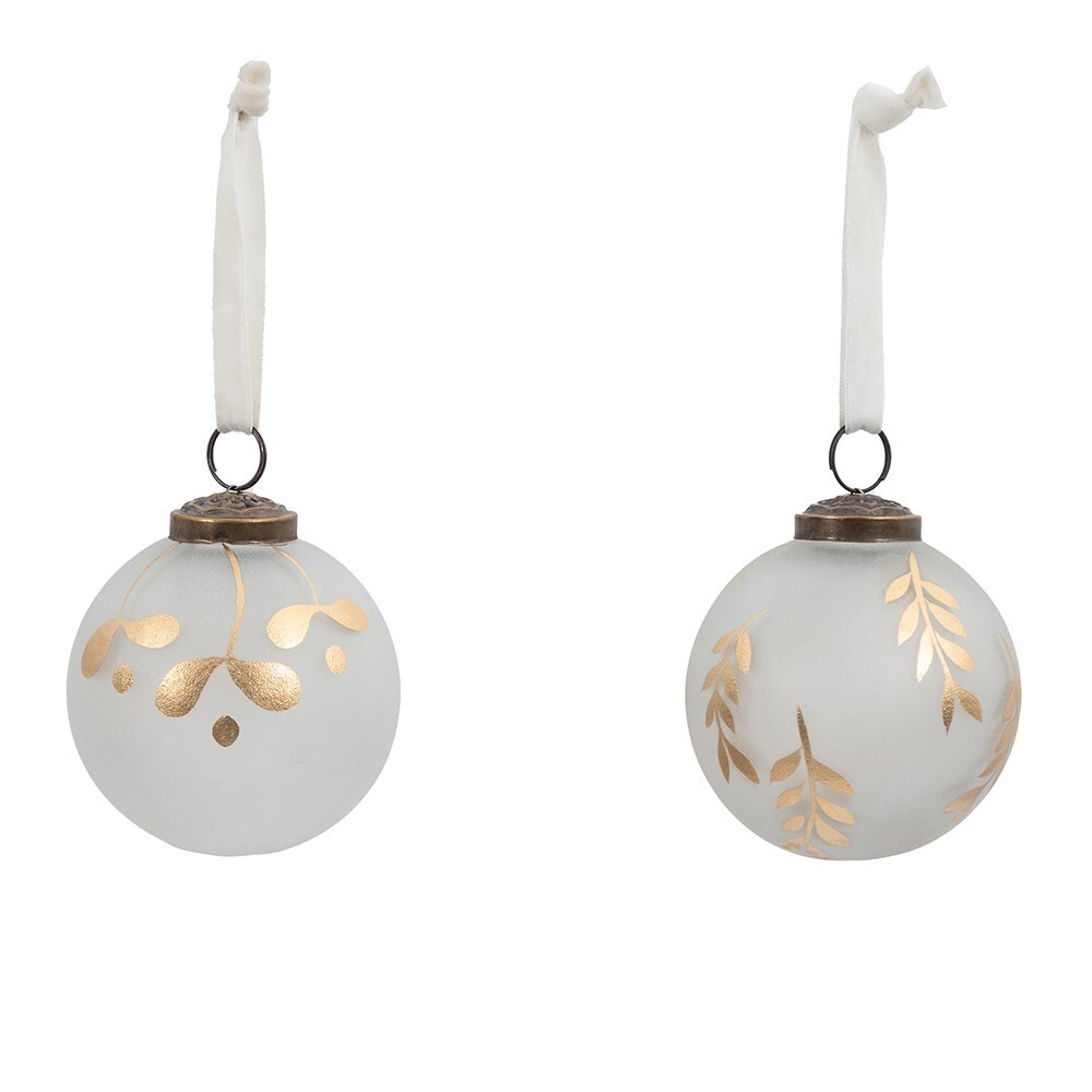 Buy Frosted Glass Gold Leaf Baubles Set Of 6 Delivery By Crocus